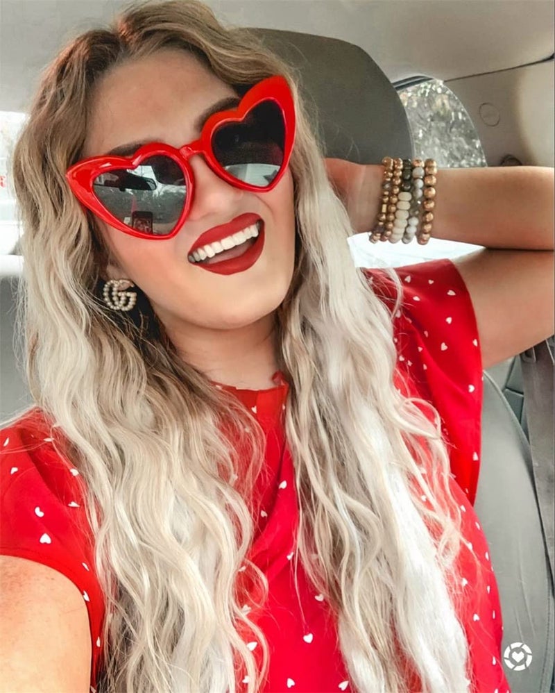 GIFIORE Heart Sunglasses Vintage Retro Oversized Cat Eye Heart Shaped Sun Glasses (Red Frame) - Image 3